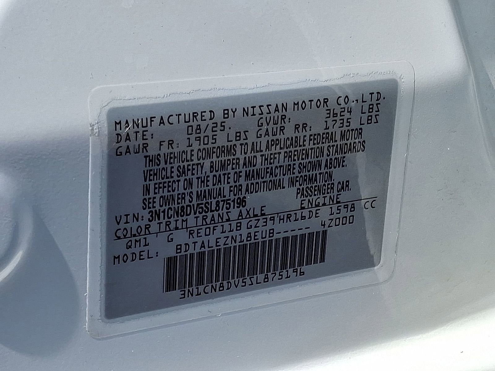2025 Nissan Versa 1.6 S